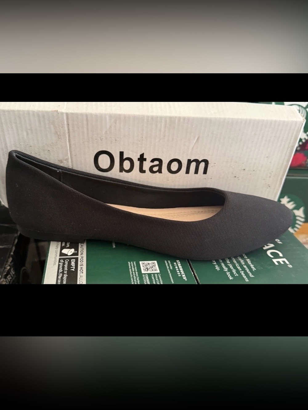 Obtaom Women’s Slip On Ballet Flat Shoes Black Size 10 M US